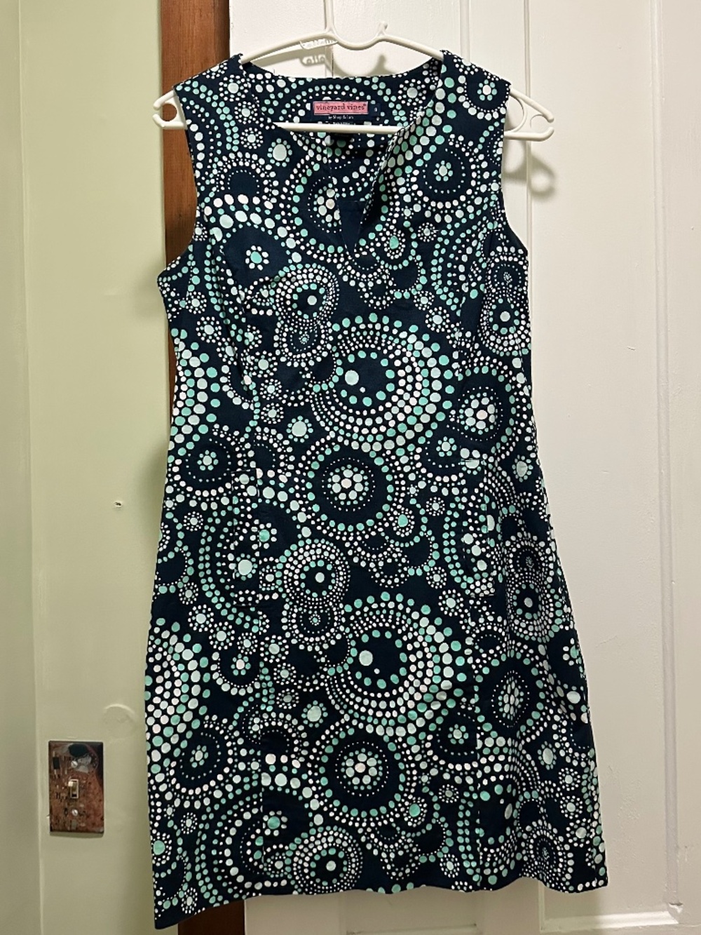 Vineyard Vines Womens Sheath Dress Size 8 Sleeveless Blue Lined